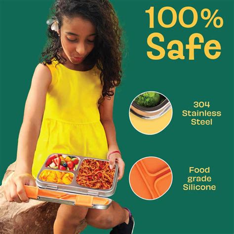 Basil - 3 compartment Stainless Steel, 100% Leak Proof Bento Lunch box ...