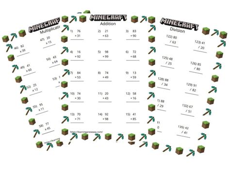 Image result for Minecraft Math Printables