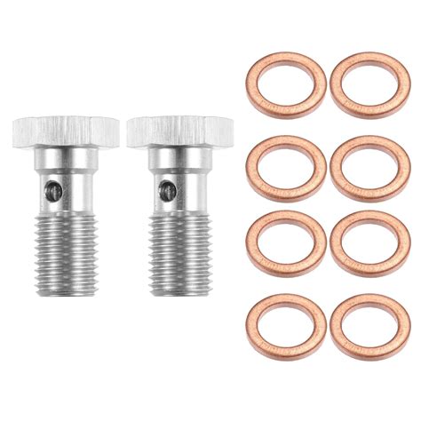 X AUTOHAUX 2pcs Stainless Steel AN4 7/16-20 Thread Brake Line Banjo ...