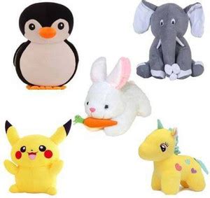 VKR universe Soft Toys Combo Of 5 Amazing Plush Toys Grey siting ...