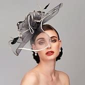 Elegant & Luxurious Feather Linen Rayon Kentucky Hat Fascinators ...
