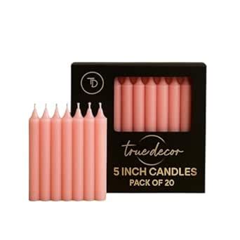 True Decor Wax 5" Pink Pack Of 20 Chime/Spell/Mombati Unscented Candles ...