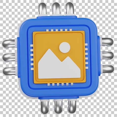 3d render ai image processing icon | Premium PSD