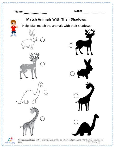 Match Animals With Their Shadows Free Printable Worksheet