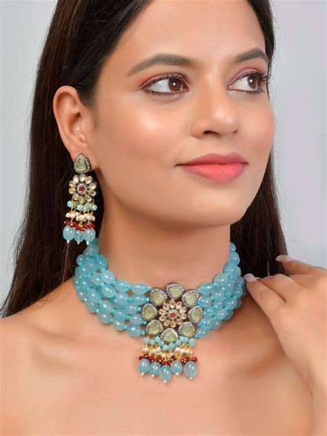 Buy Blue Monalisa Kundan Choker Jewellery Sets for Women Online at ...