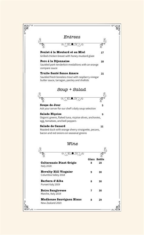 French Restaurant Menu Design 的图像结果