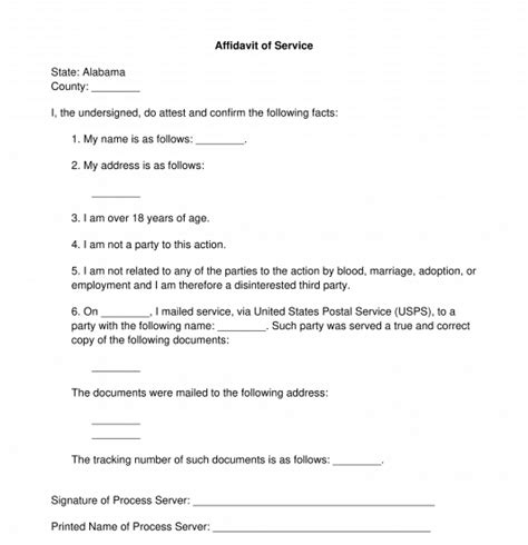 Image result for Process Server Affidavit of Service Form