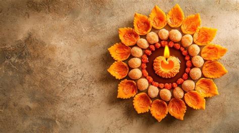 Diwali decoration with candle and sweets | Premium AI-generated image