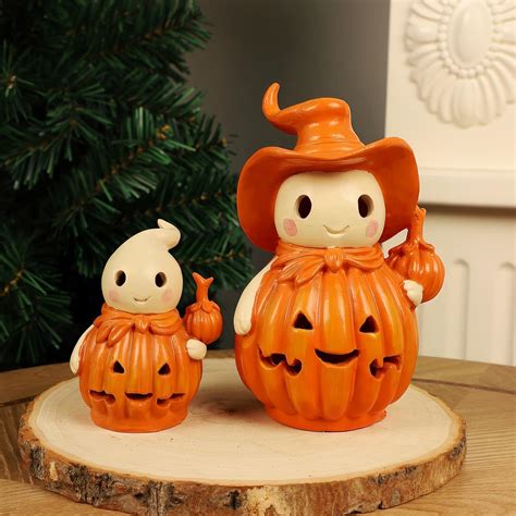 Amazon.com: yosager 2 Pack Halloween Jack O Lanterns Ghost Tabletop ...