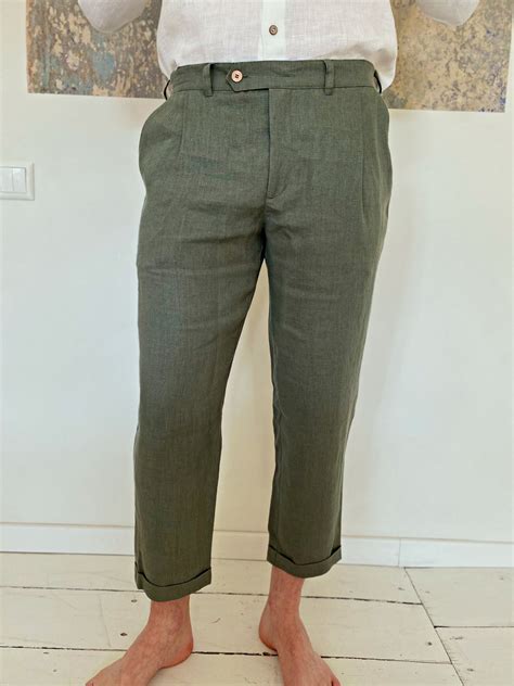 Capri Linen Pants: Linen Pants Men Casual Cropped Beach Pants, Mens ...
