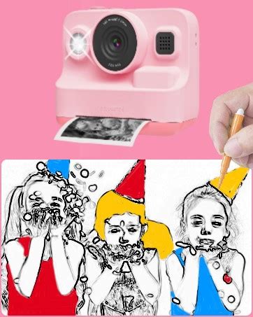 Camera Instant Print, 1080P Kids Digital Camera with Printer Paper ...