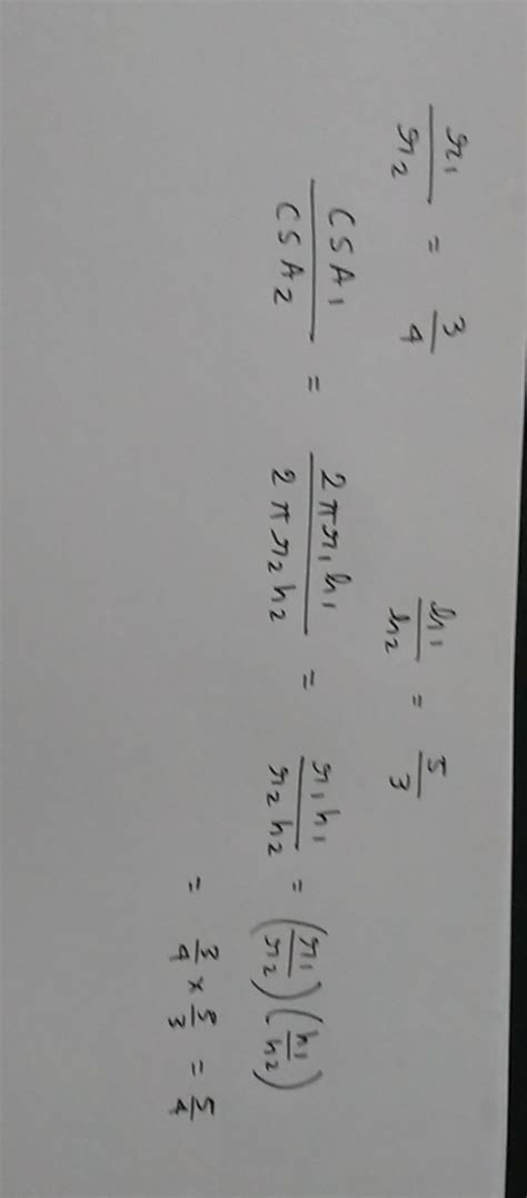 the radii of two cylinders are in the ratio 3:4 and thier height are in ...