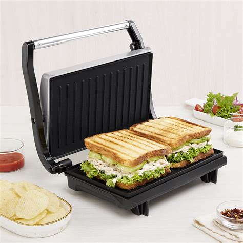 Buy Borosil 800W Prime Grill Sandwich Maker | Can Make 2 Large Sandwich ...