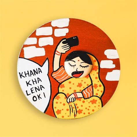 Buy Handcrafted MDF & Clay Aunty Fridge Magnet Online On Zwende