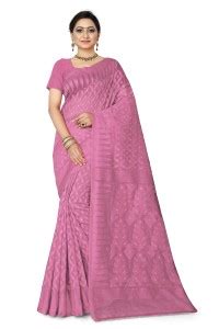 Buy Webtile Woven Jamdani Cotton Blend Pink Sarees Online @ Best Price ...