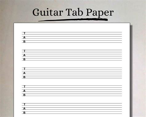 Printable Guitar Tab Paper, Printable Blank Tablature Paper for Guitar ...