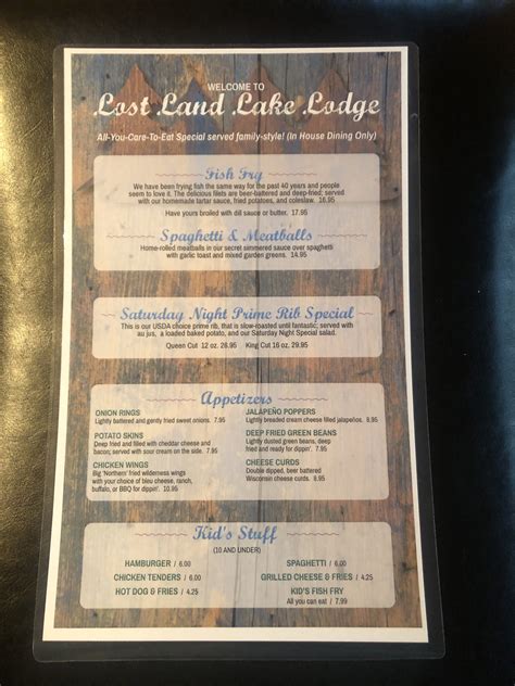 Lodge Food Menu – Lost Land Lake Lodge
