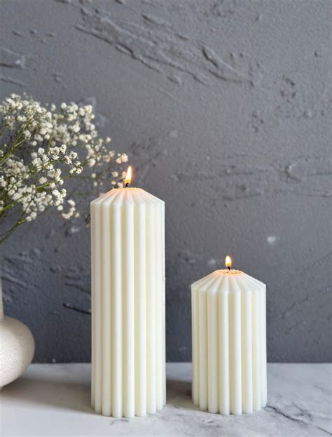 Ribbed pillar candle column candle thick ribbed candle set large pillar ...