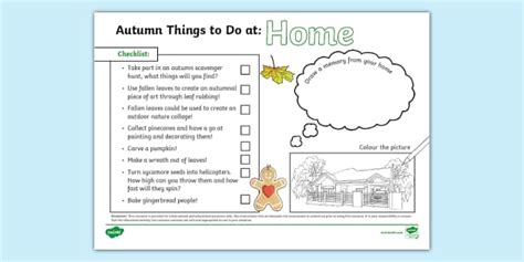 Autumn Things to Do at Home Checklist Activity