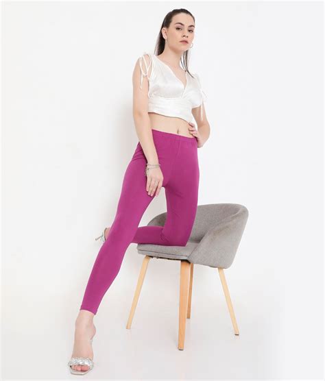 SOLID PURPLE ANKLE-LENGTH COTTON LEGGINGS FOR WOMEN – VIP (India)