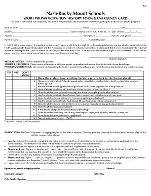 Fillable Online rmhs nrms SPORT PREPARTICIPATION HISTORY FORM amp ...
