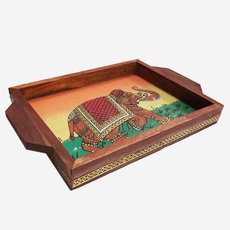 Gemstone Painting Wooden Tray (Product Code 2549) at Rs 238.00