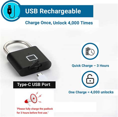 IFITech Smart Fingerprint Padlock, Biometric Lock with 20 Fingerprint ...
