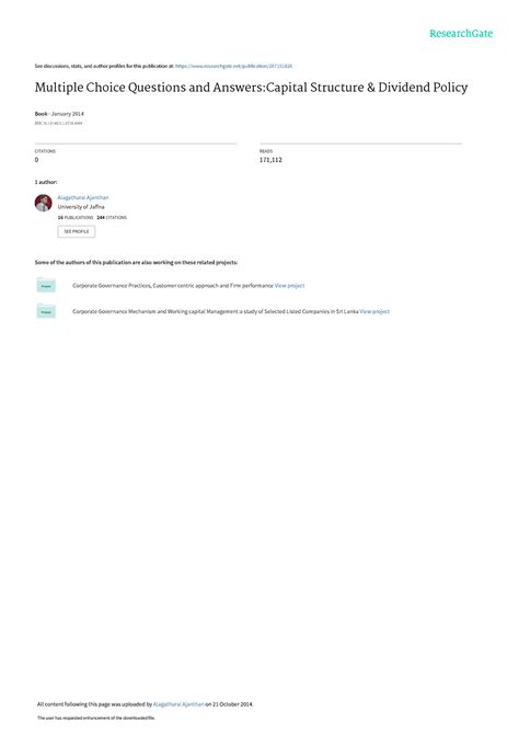 Mcq capital structure & dividet policy - See discussions, stats, and ...