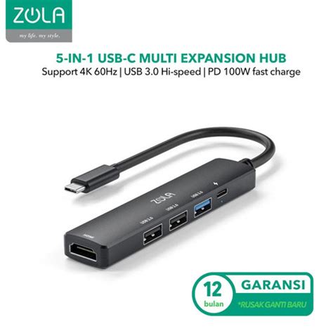 Jual Zola 5 in 1 USB HUB Type C Adapter 4K HDMI 30Hz High Speed OTG PD ...
