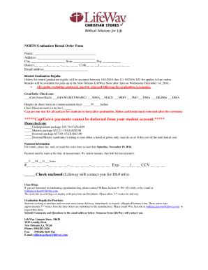 Fillable Online NOBTS Graduation Rental Order Form Name Fax Email Print ...