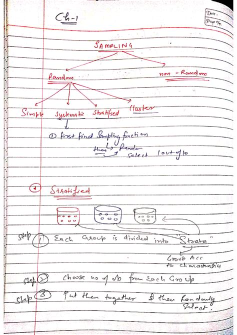 Ch 1 Stats - Ch Date: Page No. SAMPLING Random non Random Simple ...