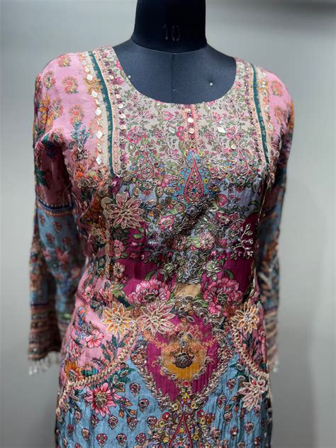 Watercolor Floral & Paisley Tiered Sharara Set (RR-2210 D-57) – ODHNI
