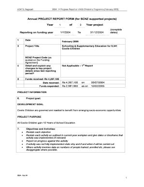 Fillable Online Annual PROJECT REPORT FORM (for SCNZ supported projects ...