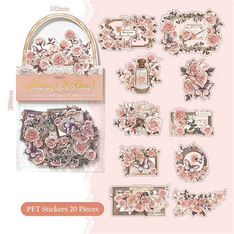 XM2407HHTZB-001A-Xinmo PET sticker pack Flower Date series retro gold ...
