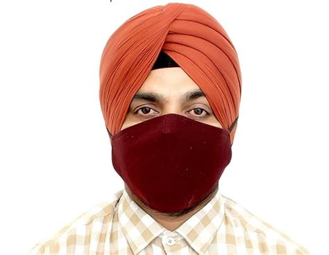 TURBAN MASK FOR SIKH(REVERSIBLE) WITH 3 LAYER PROTECTION EASY TO WEAR ...