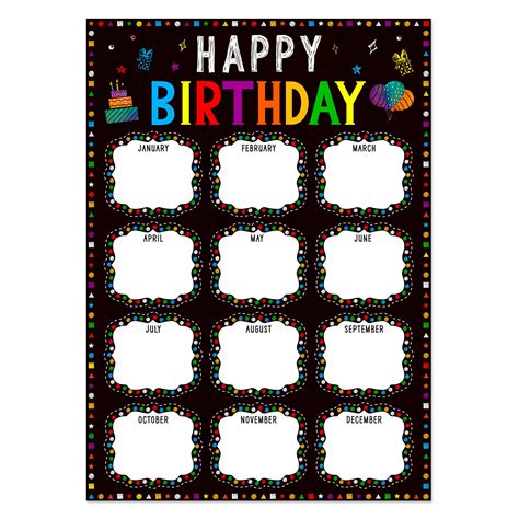 Buy Fsaoor Happy Birthday Chart for Classroom Decorations Confetti ...