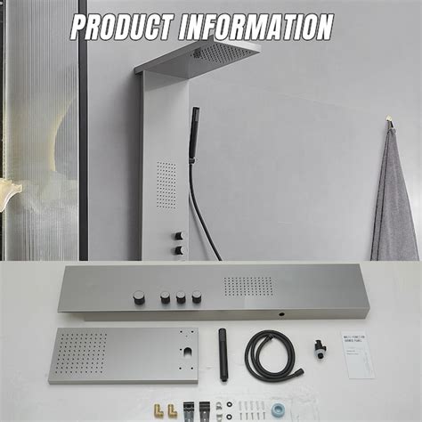 BWE Brushed Nickel 8-in Waterfall Shower Tower System with 3-way ...