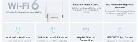 Mercusys ME70X AX1800 Wi-Fi 6 Range Extender | 1800 Mbps Dual Band ...