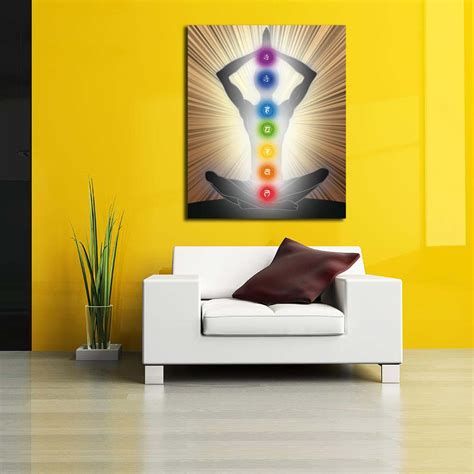 Yoga Position With The Symbols Of Seven Chakras Canvas Painting ...
