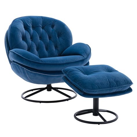 Buy Velvet Swivel Accent Chair with Ottoman Set, Modern Lounge Chair ...