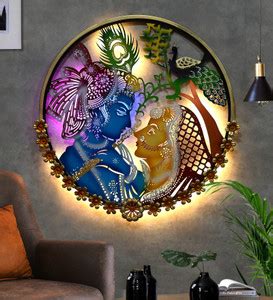 Indraj Premium Craft Radhe Krishna Round Metal Wall Art Frame | Wall ...