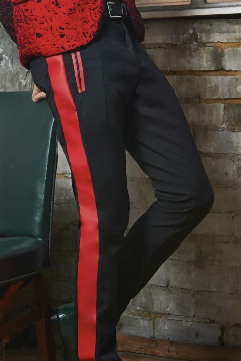 Women's Black Pants With Red Stripe at Pearl Murray blog