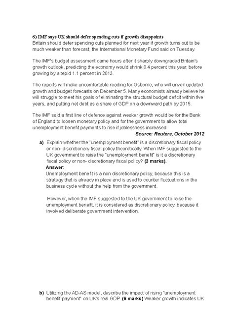 ECN Tutorial: Impact of Unemployment Benefits on UK's Economy - Studocu
