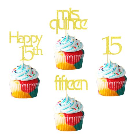 Buy Arthsdite 24pcs 15th Birthday Cupcake Toppers Spanish Mis Quince ...