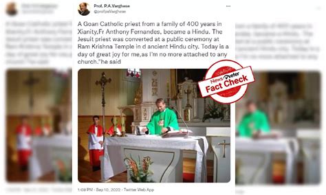 Did Goan catholic priest convert to Hinduism?