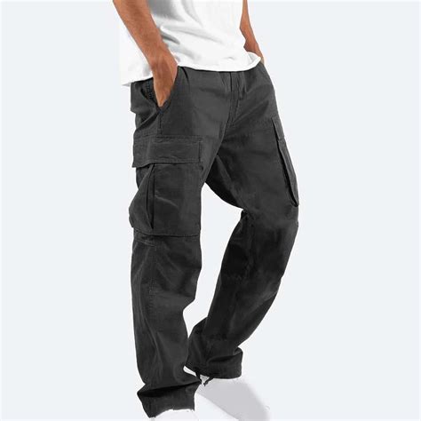 Xysaqa Men's Big & Tall Cargo Pants, Loose Fit, Lightweight, Elastic ...
