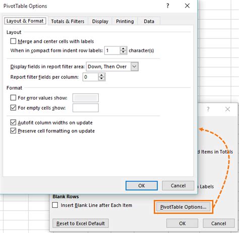 Image result for PivotTable Options