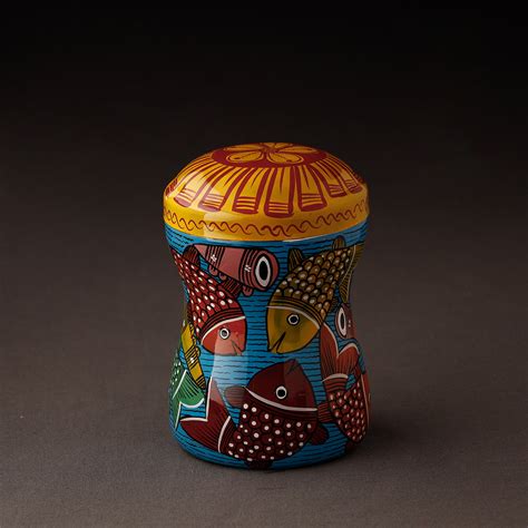 Blue Bengal Patua Handpainted Stainless Steel Multi Utility Container