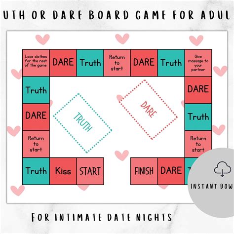 Printable Game for Couples Truth or Dare Couples Board Game for ...