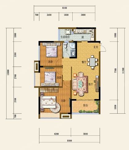 120平米三室一厅户型图_120平方房子设计图 - 电影天堂